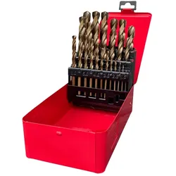 Metallbohrer-Set 19-tlg. Ø 1-10mm HSS-CO Titan - Spiralbohrer für Stahl/Edelstahl/Eisen/Guss, DIN 338, Kobalt-Beschichtung