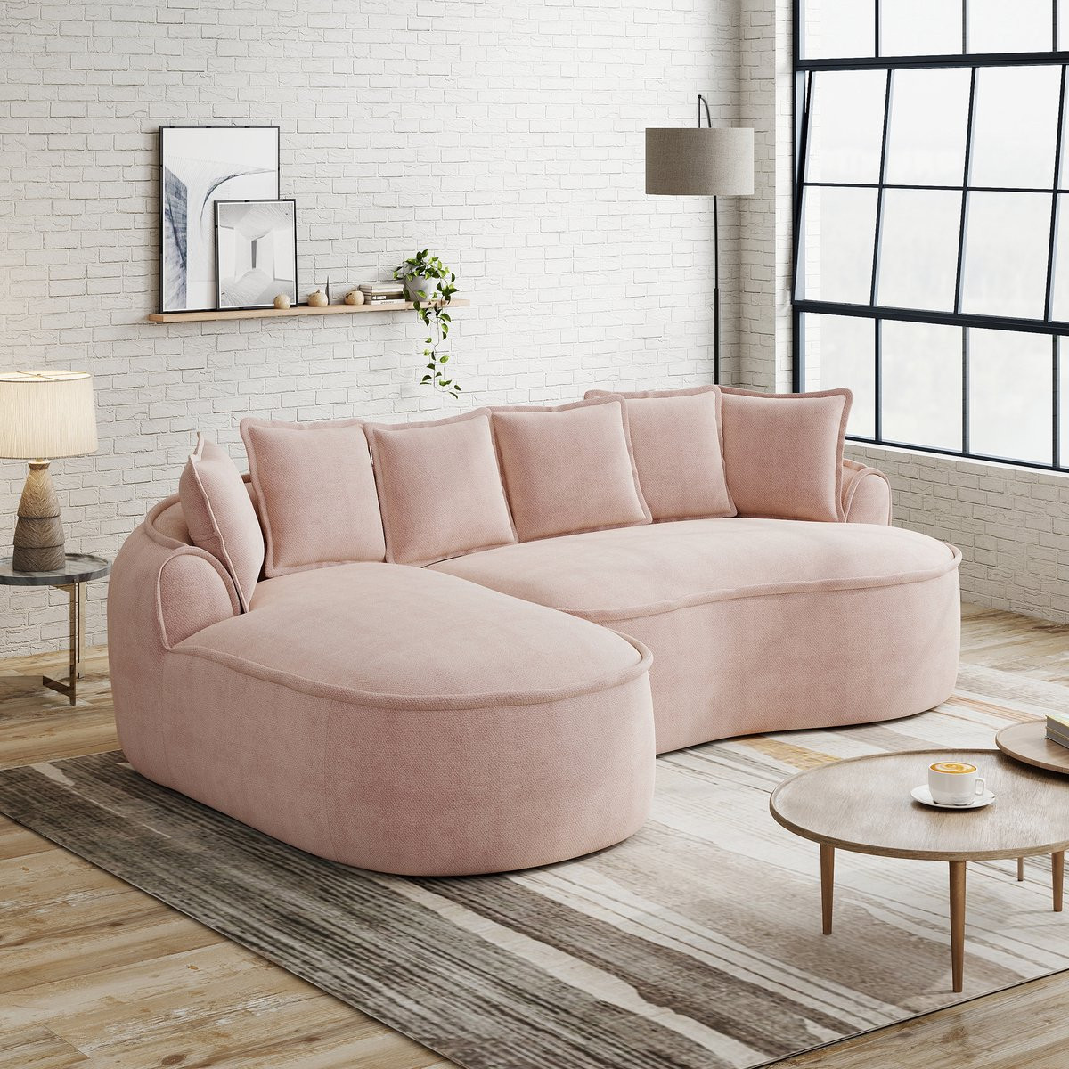 HAUSS SPOLE Hoekbank - Modulaire L-vormige Sofa met Chaise Longue - Chenille Roze