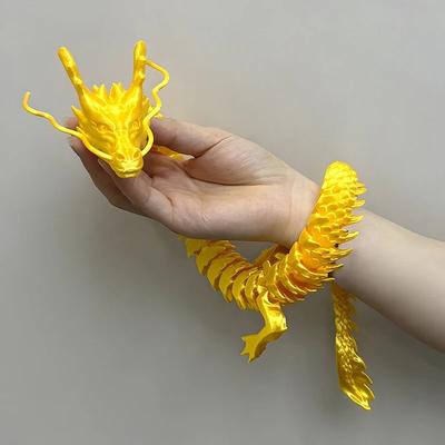 Uplift Treasures 88CM 3D Printed Crystal Articulated Gem Dragon Fidget Toy shiny Gold