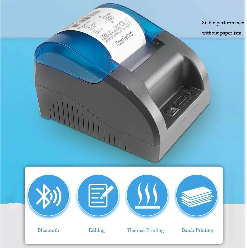 INF 58mm Thermischer Bluetooth USB Belegdrucker - Kompakt und Vielseitig Blau + Weiß