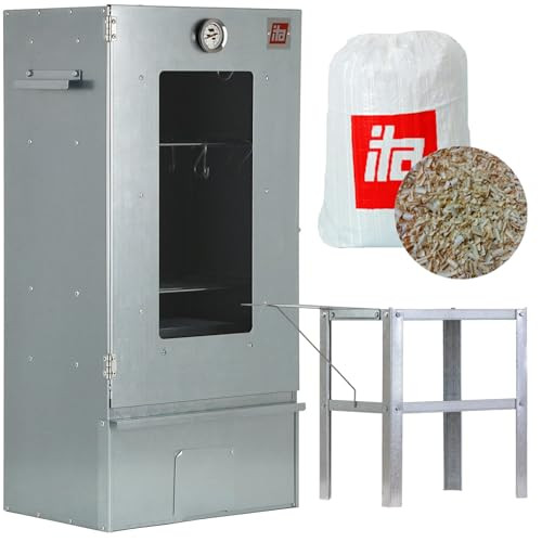ITA Rookoven 7000 Smoker Set met Tafel en Raam - Gelegeerd Staal - 3 Niveaus - 81 cm