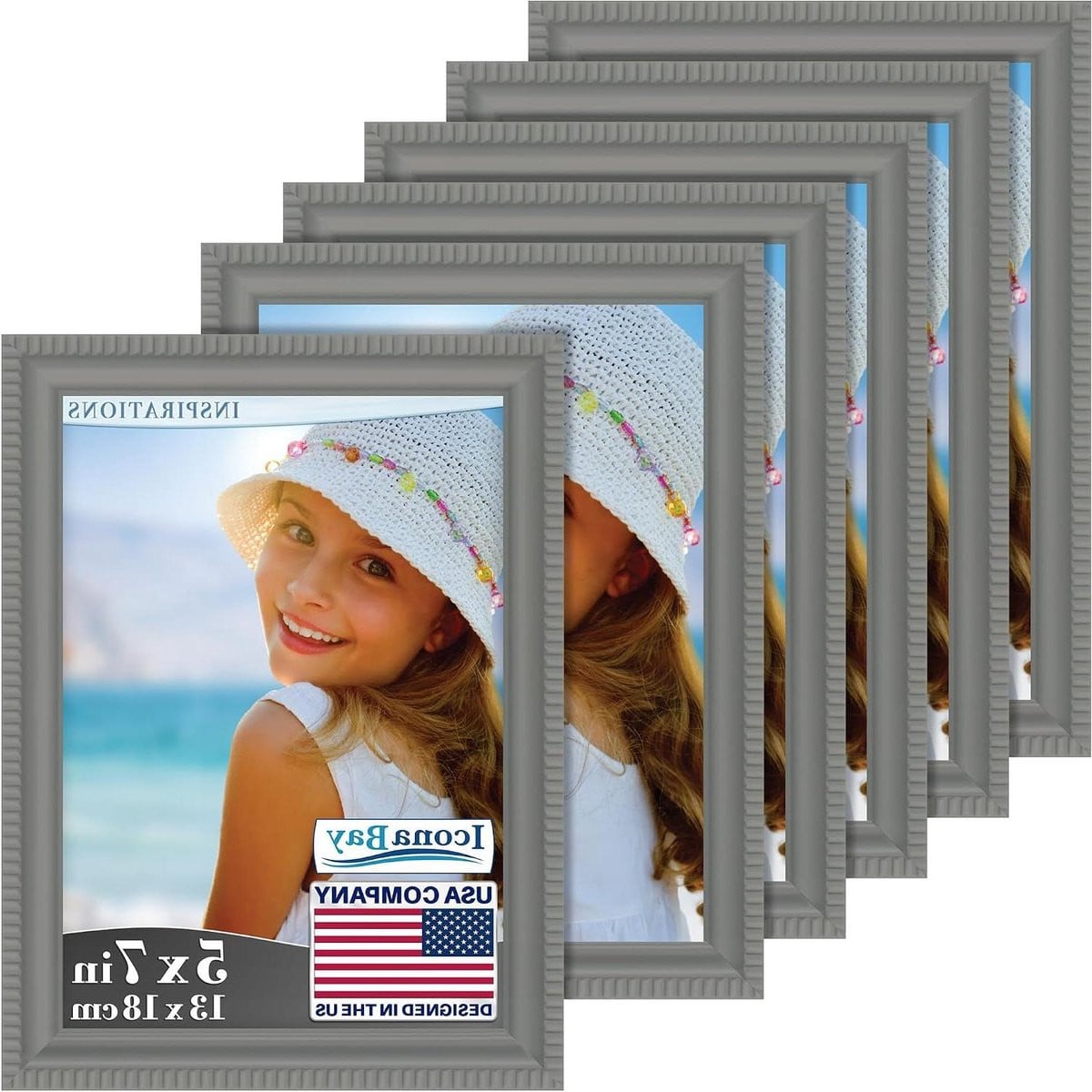 Set van 6 klassieke fotolijsten in grijs, 7x5 inch