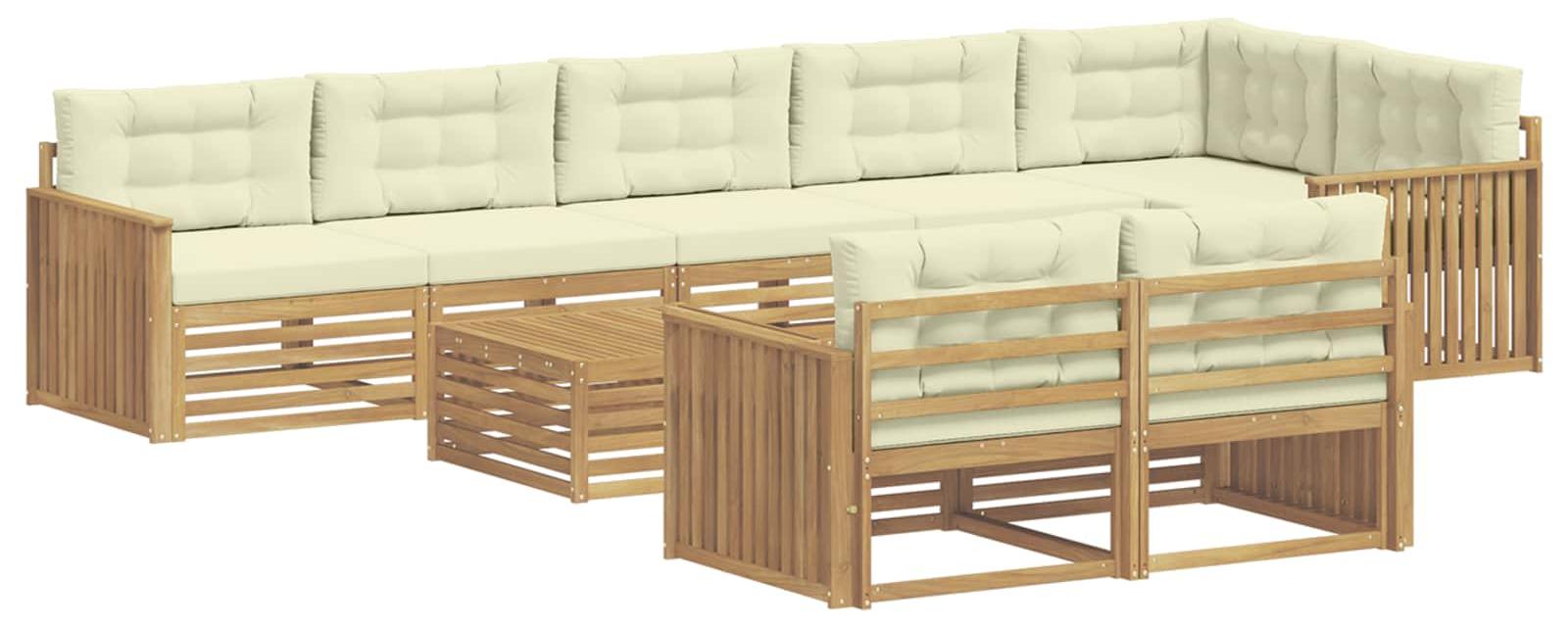 Garnitur aus 9 Outdoor-Sofas, weiß und cremefarben