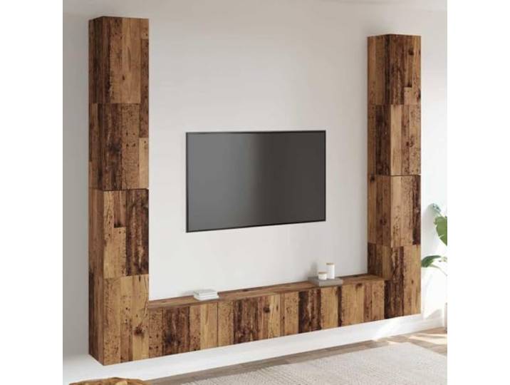 HEFZGDB TV-Wandschränke 6 STK. Altholz-Optik Holzwerkstoff mit viel Stauraum, modernem Design und bequemer Montage für Ihr Wohnzimmer
