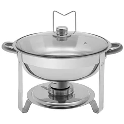 Runder Buffet-Chafing Dish / Speisenwärmer, 5 l, aus silbernem Edelstahl