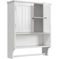 STILVORA Hängender Badezimmerschrank MDF Weiß 56,8x19x70 cm mit Handtuchhalter