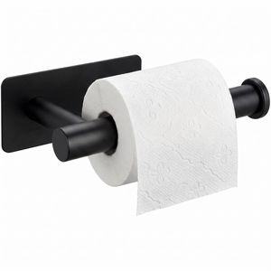 Böttcher-AG Toilettenpapierhalter Premium, ohne Bohren, schwarz, zum Kleben, für 1 Rolle, aus Metall