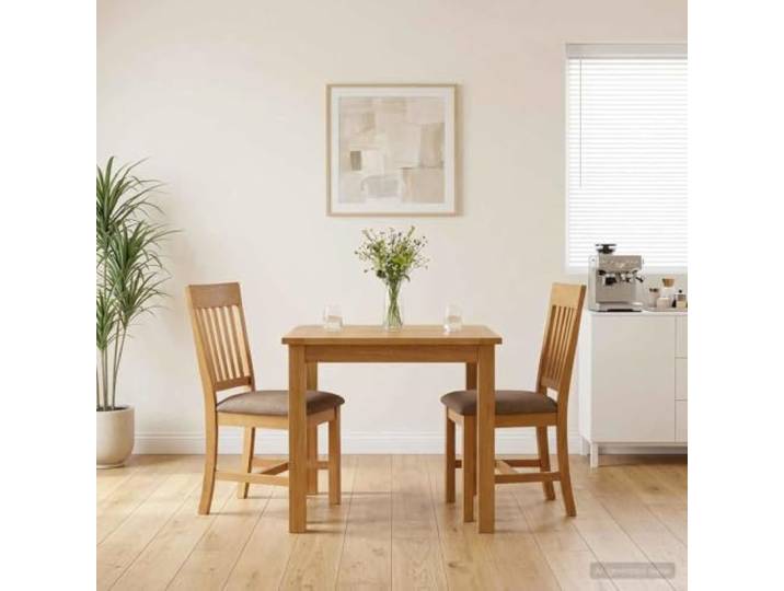 NLQMSU Esszimmerstuhl, 2 Stück, massives Eichenholz, Grau Quadratische Beine, schaumgepolsterte Sitzfläche, ergonomisches Design, maximales Gewicht 110 kg pro Sitz