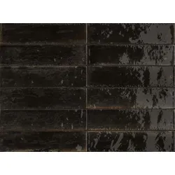 Marazzi Lume Black 6x24 cm Dekor Wand Glänzend Strukturiert Lux