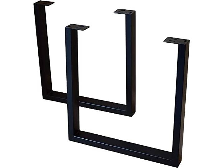 SAM Tischgestell 2er Set 70x74 cm Roheisen schwarz lackiert, Kufengestell für Holztische