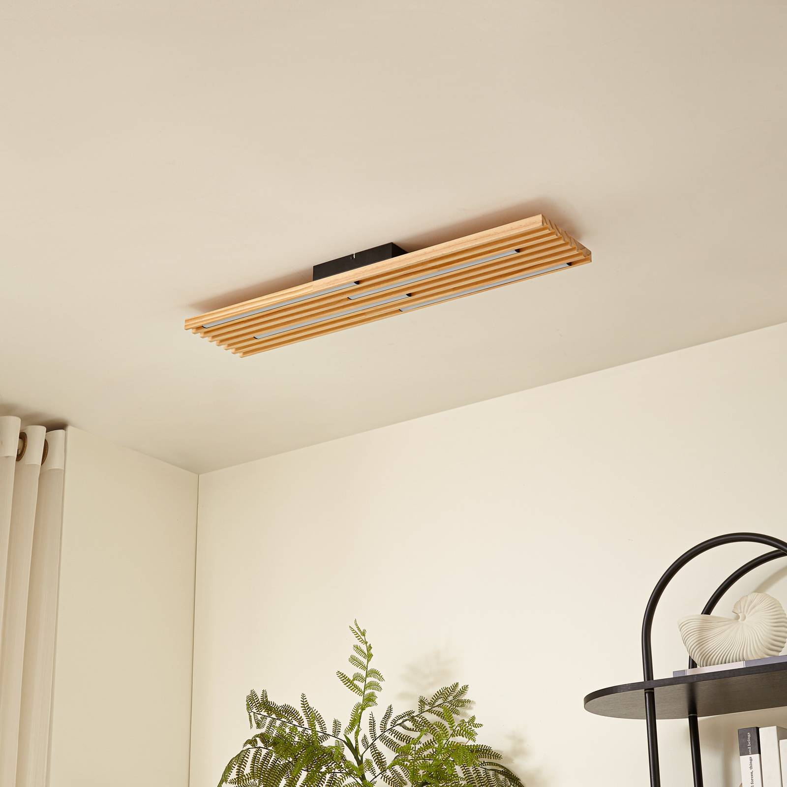 Wooden Ceiling Light Madero Lindby, Light wood, Living / Dining Room, Wood, Modern, Ceiling Light