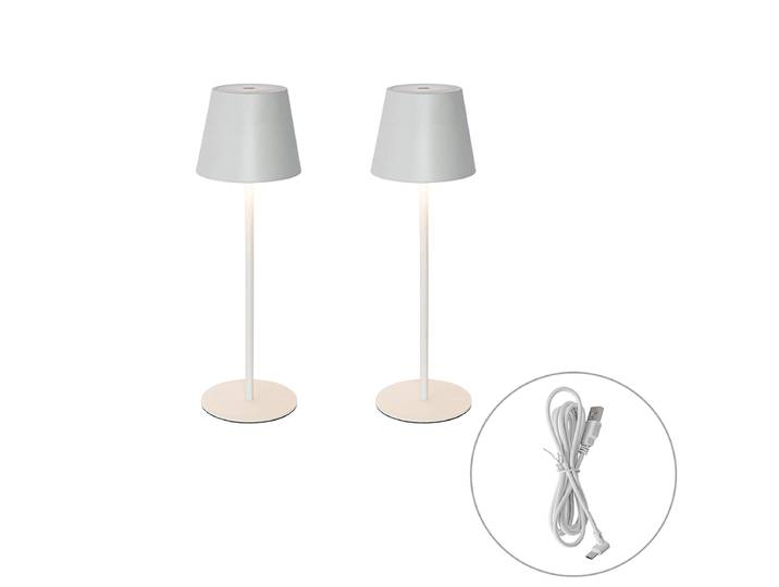 Ensemble de 2 lampes de table blanches avec variateur et