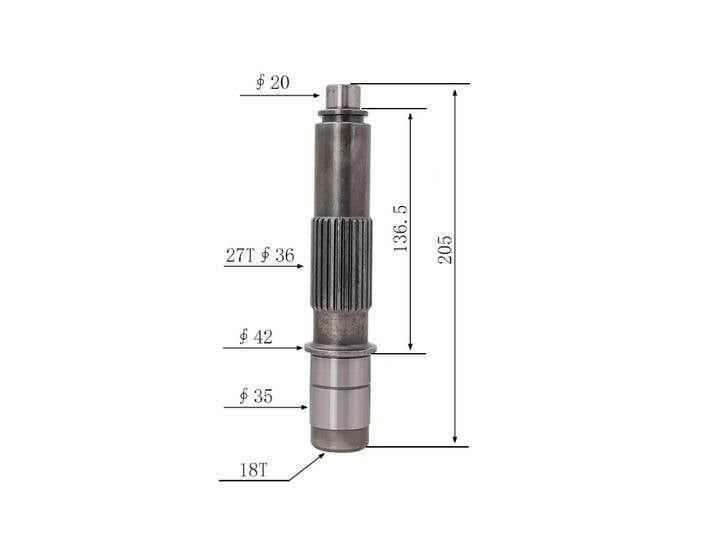 Convient pour Komatsu PC100-5 arbre de pompe de moteur de voyage d'excavatrice/arbre de moteur 18/27 dents