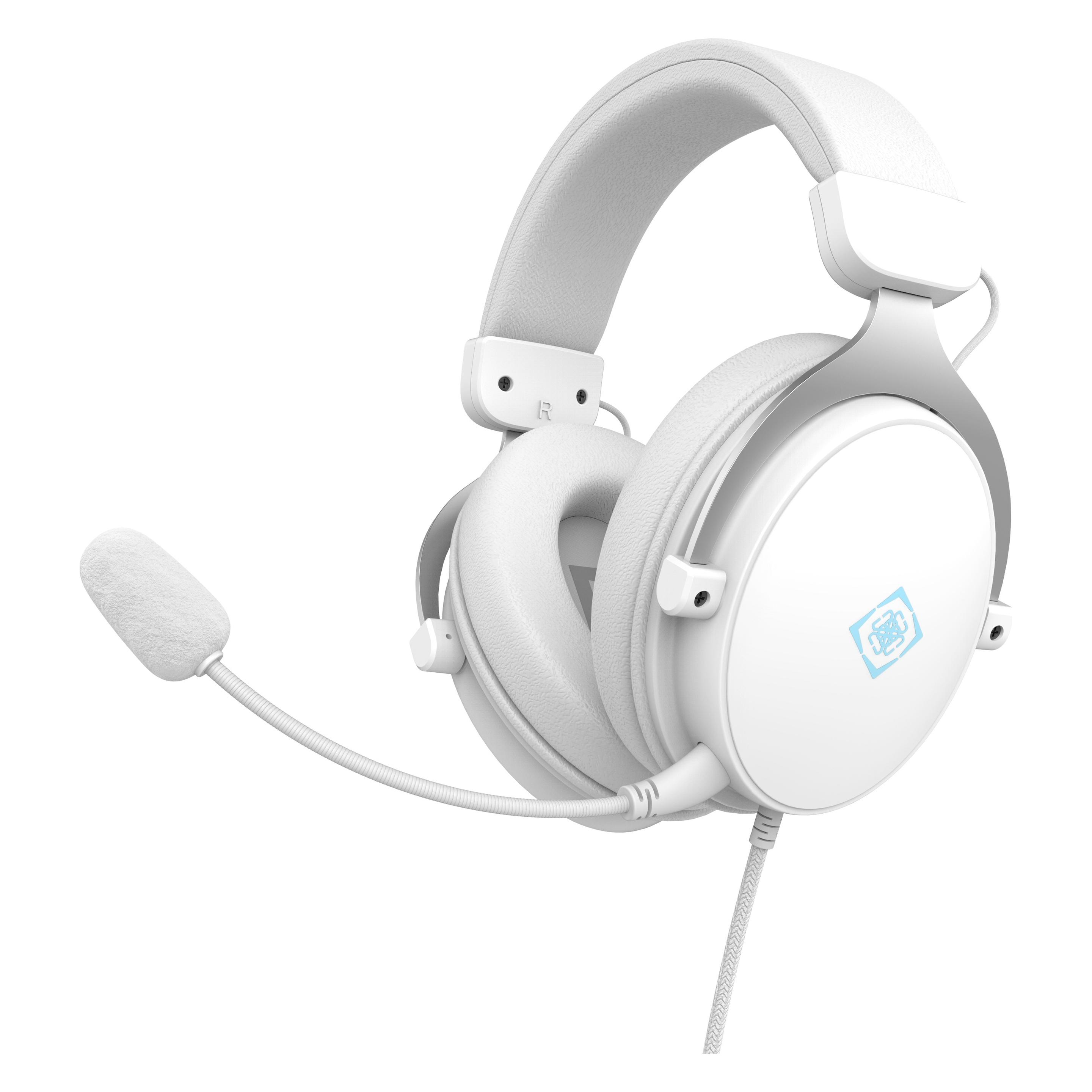 Deltaco Headset Gaming Proteinleder,3,5-mm-Anschluss weiss (Kabelgebunden) (GAM-190-W)