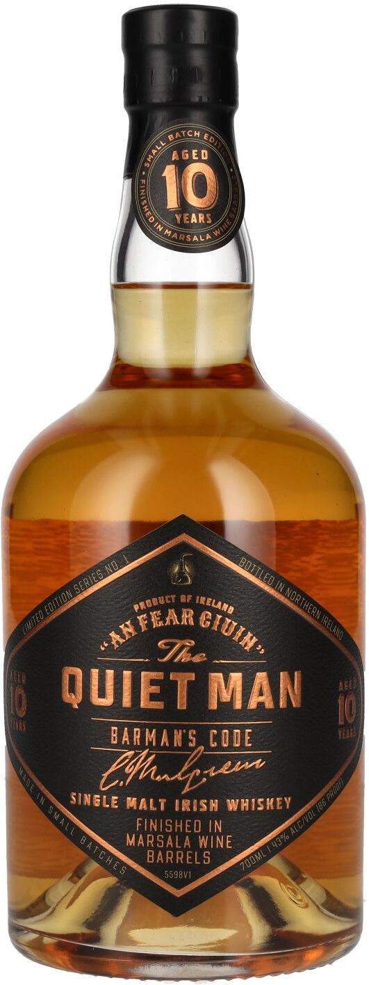The Quiet Man Irish Whiskey The Quiet Man BARMAN'S CODE 10 Years Old MARSALA FINISHED 43% Vol. 0,7l