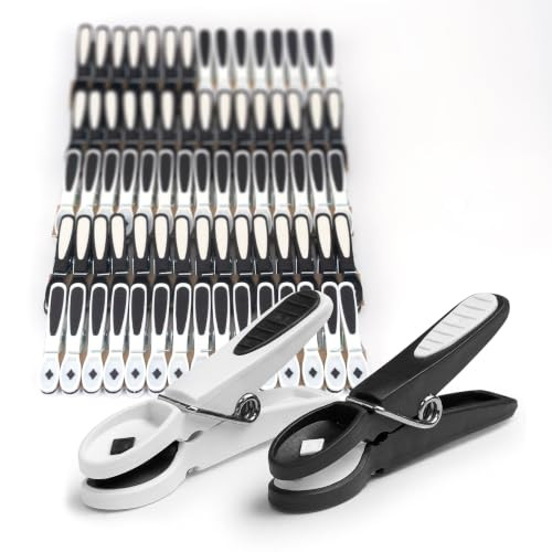 Relaxdays Wasknijpers Soft-Grip, 50 stuks, zwart/wit