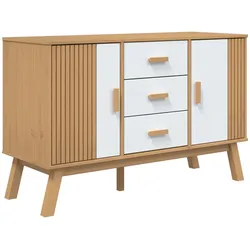 vidaXL Sideboard OLDEN Weiß und Braun 114x43x73,5 cm Massivholz Kiefer