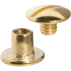 100 Buchschrauben, Messing Hülse und Schraube geschlitzt | 5 mm, Metall, gold