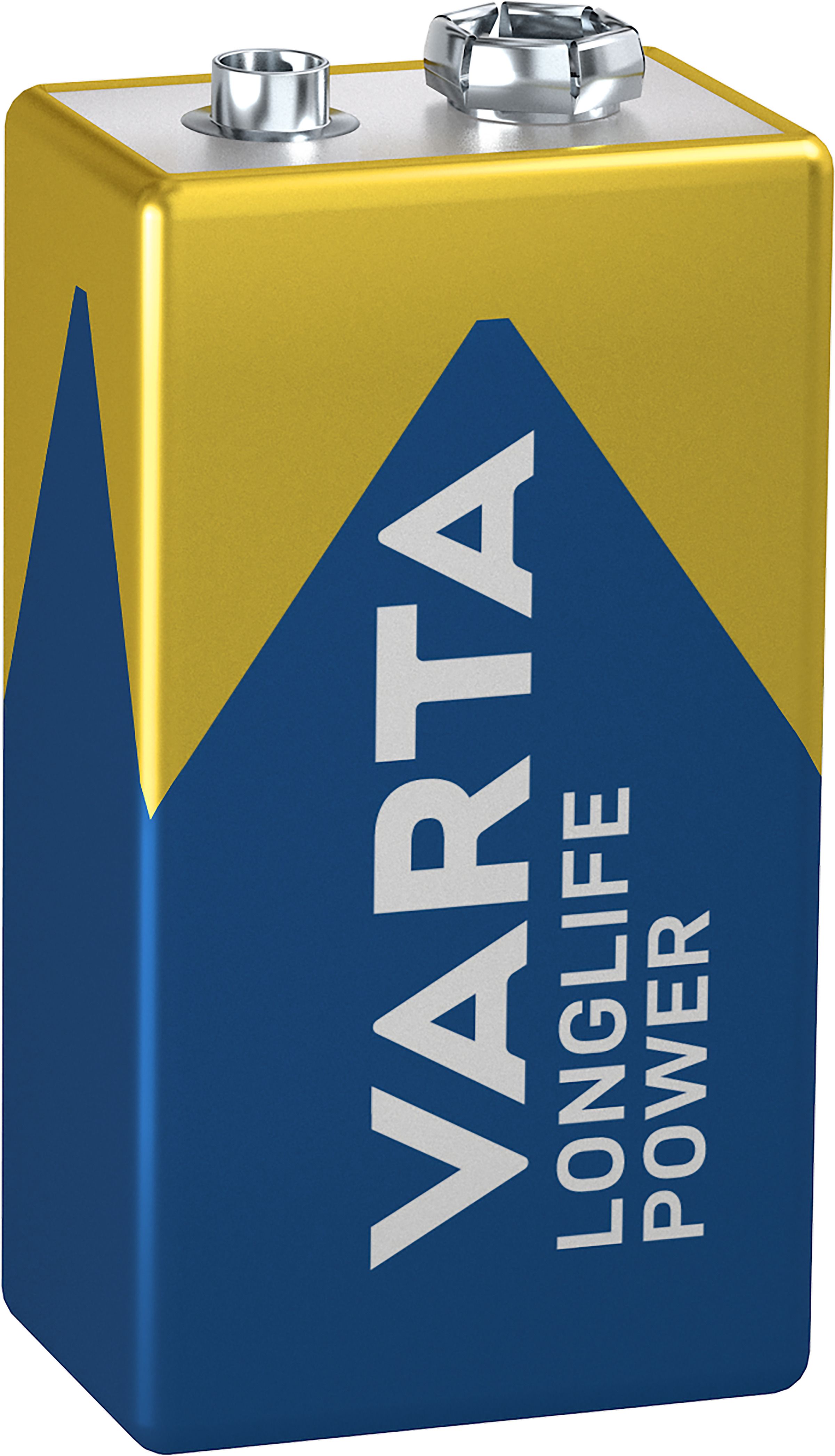 Varta Batterien 9V Blockbatterie, 1 Stück, Longlife Power, Alkaline, für Rauchmelder, Brand- & Feuermelder, Mikrofon 04922 121 411