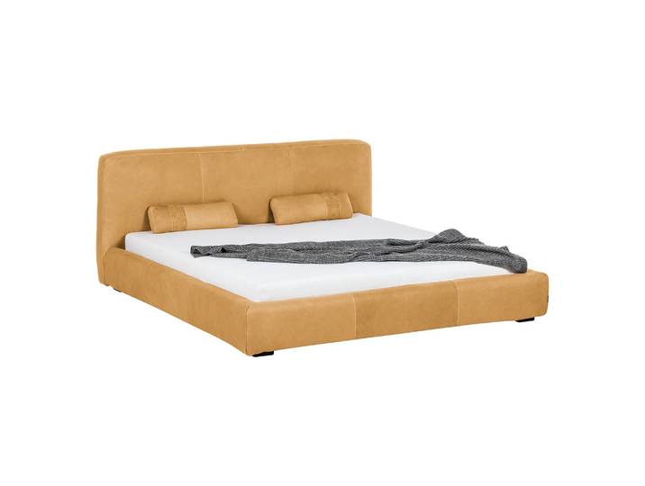 Polsterbett Shabby Echtleder 140 x 200cm Bezug: Echtleder Braun/Beige/Ocker