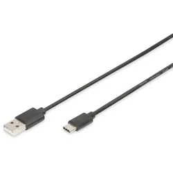 DIGITUS USB Typ-C Anschlusskabel, Typ USB-A auf USB-C St/St, 1.0m, 5V3A, 15W, 480MB, 2.0 Version, sw