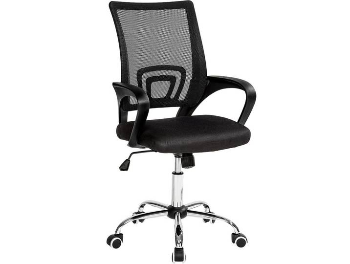 tectake Bürostuhl Marius, stufenlos höhenverstellbar, schwarz, Schwarz, 52x100x56 cm, Büromöbel, Bürostühle, Drehstühle