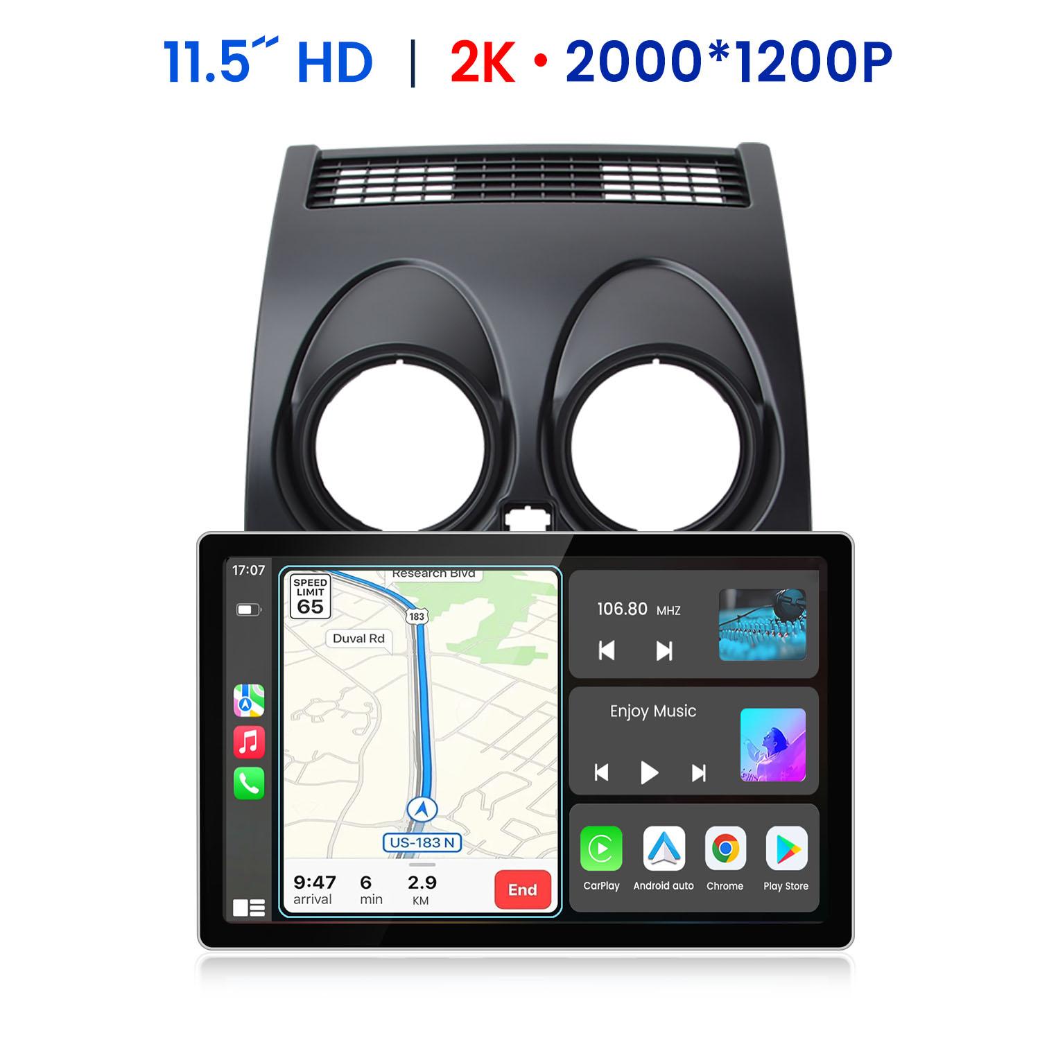 Hexinex Android 15 Autoradio mit 11.5" Bildschirm für Nissan Qashqai J10 (2006-2013), 6GB+28GB,WLAN, CarPlay