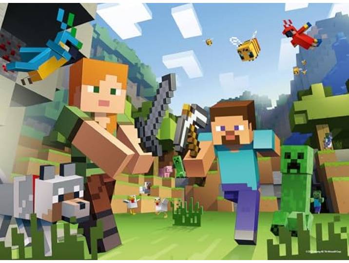 Ravensburger kinderpuzzel - 12004176 - Minecraft Steve en Alex - Minecraft-puzzel voor kinderen vanaf 6 jaar, met 100 stukjes in XXL-formaat, Minecraft-cadeaus