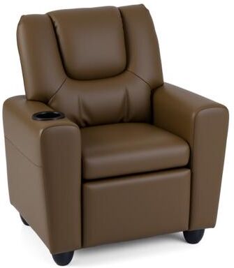 Costway Kids Recliner Chair Push Back Toddler Reclining Armchair with Cup Holder-Brown
