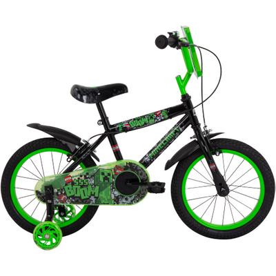 Kinderfahrrad HUFFY "Minecraft Kinder 16 Zoll Fahrrad" Gr. 27, grün, Fahrräder, Kinder, 26cm, 16 Zoll (40,64cm) hinten: 16 Zoll (40,64cm)