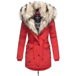 NAVAHOO Damen Wintermantel Dicker Winterparka mit 2 Kunstpelz-Kapuzen Sweety
