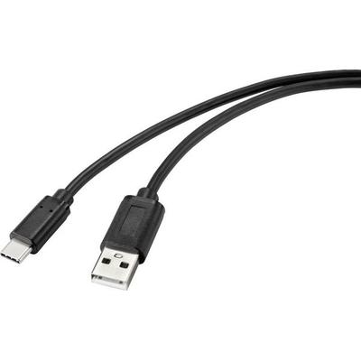 Renkforce USB-Kabel USB 2.0 USB-C® Stecker, USB-A Stecker 2.00 m Schwarz mit antimikrobieller Oberfläche RF-4695144