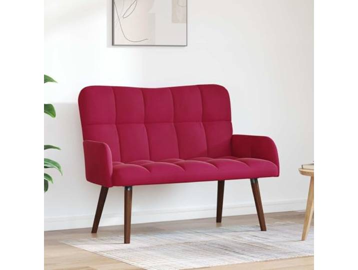 KGHERMDF 2-Sitzer Sofa Weinrot 115 x 61 x 87 cm Samt Samtbezug, moderne Optik, pflegeleichte Oberfläche, unkomplizierte Montage, kompakte Abmessungen