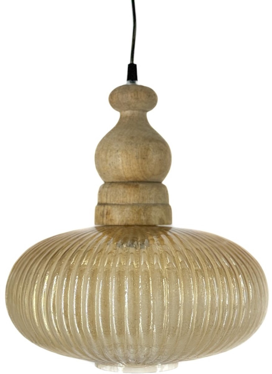 Damn Fashion Hanglamp van hout en glas