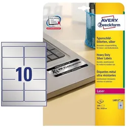 Avery, Etiketten, L6012-20 Druckeretikett Silber