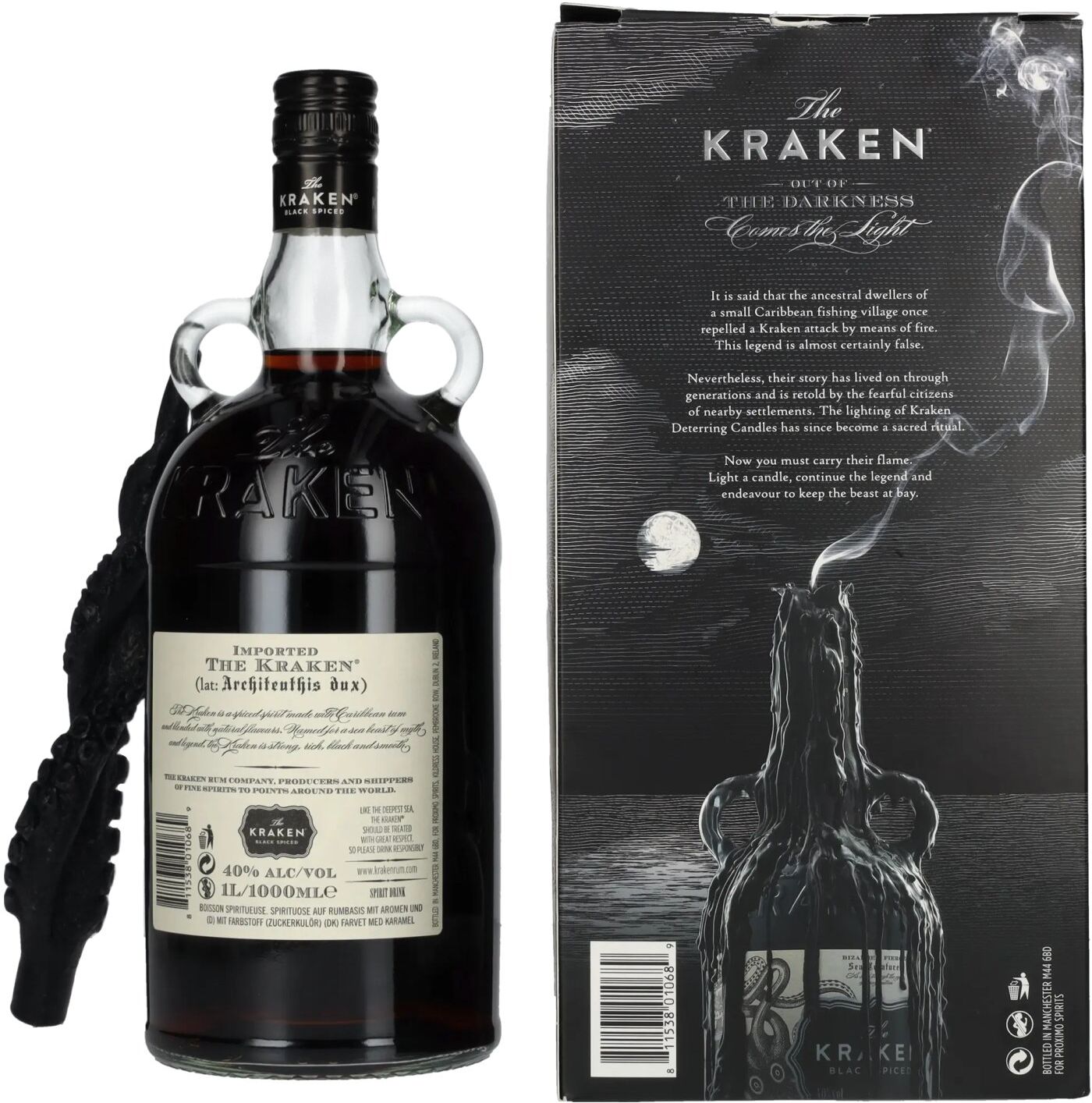 The Kraken Black Spiced 40% Vol. 1l in Geschenkbox mit Kerze