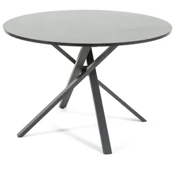 RATTATAN Runder Tisch ⌀110 cm, Metallkreuzbeine, Laminatplatte, Esstisch für 4 Personen, X-Beine, moderner Stil–Carlo–Granit