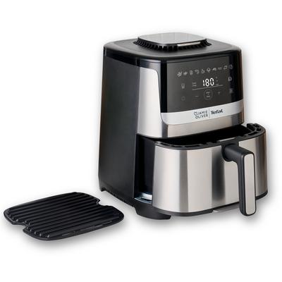 TEFAL Heißluftfritteuse "Jamie Oliver by Tefal EY55JD Easy Fry Silence Deluxe", schwarz (schwarz, edelstahl), B:25cm H:36cm T:38cm, Fritteusen, 10 voreingestellte Programme, digitaler Touchscreen, EY55JD