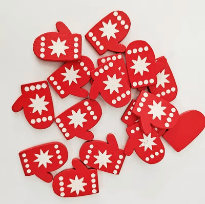 Uplift Curations Christmas Wooden Buttons Decorative Wooden Craft Shapes For DIY Projects set d 50pcs