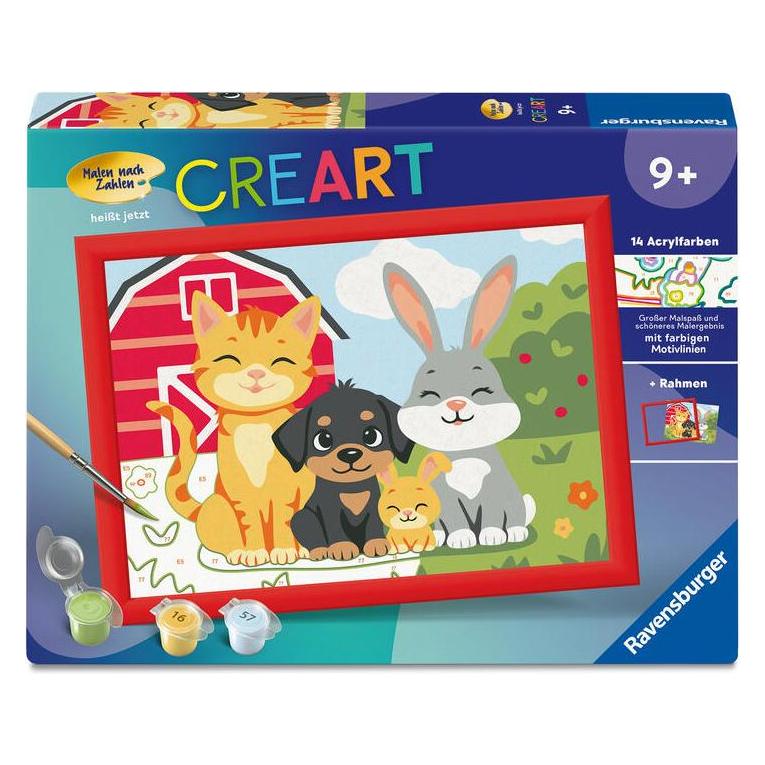Ravensburger CreArt, Malen nach Zahlen Kinder - Pfotenbande (12023182)