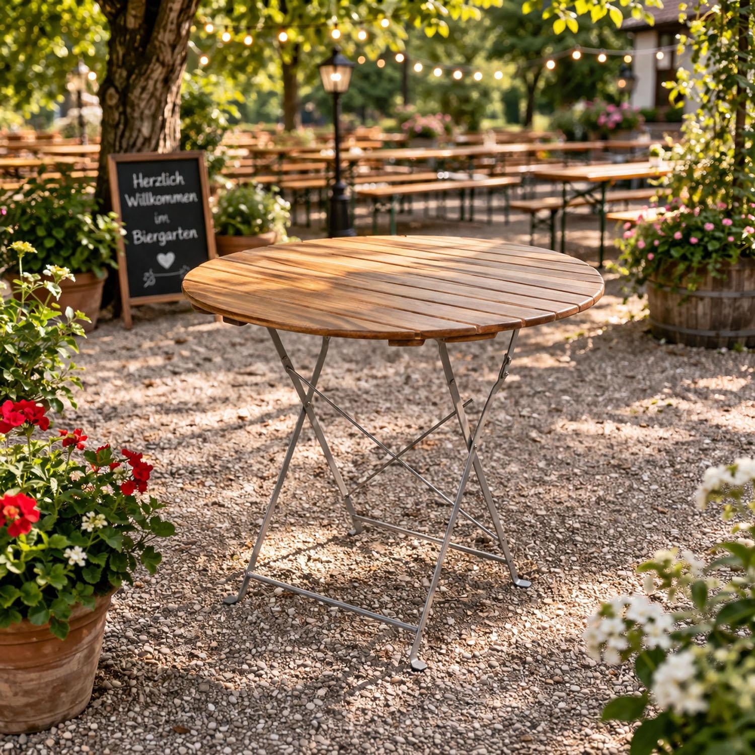 Mojawo Inklapbare Biertuin Tafel van Staal, Diameter: 80 cm