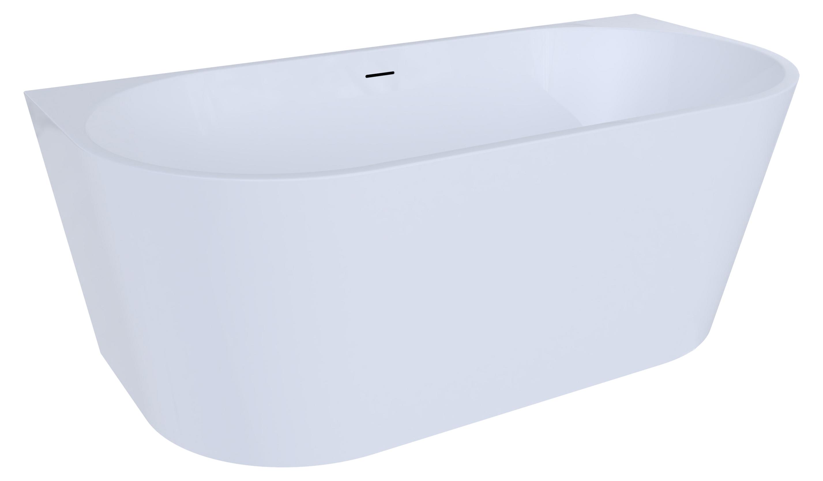 Duschspa 170x80cm wandseitige freistehende ovale Acryl-Badewanne mit Überlauf und vormontiertem Zubehör