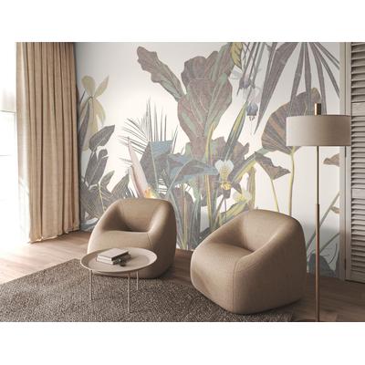Fototapete LIVING WALLS "Walls by Patel 5 Fototapete Botanische Blätter", bunt (creme), B:4m H:0m L:2,7m, Vlies, Tapeten, Botanische Blätter auf 200 g/m² Premium-Vlies
