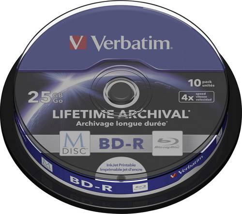 Verbatim 43825 M-DISC Blu-ray Rohling 25GB 10 St. Spindel Bedruckbar