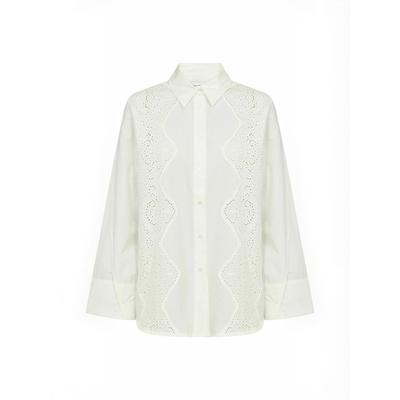 Hemdbluse LEVETE ROOM "Levete Room Shirt LR-ROSE", Damen, Gr. M, weiß (1001, star weiß), Obermaterial: 100% Baumwolle, Blusen Hemdbluse