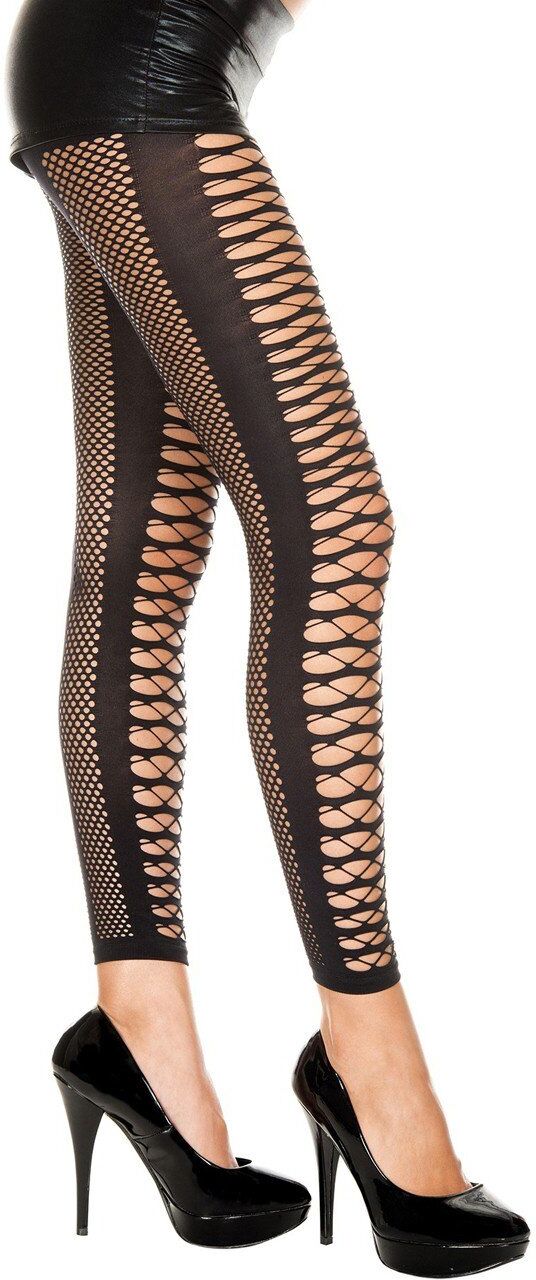 Music Legs Leggings noir sexy lanières