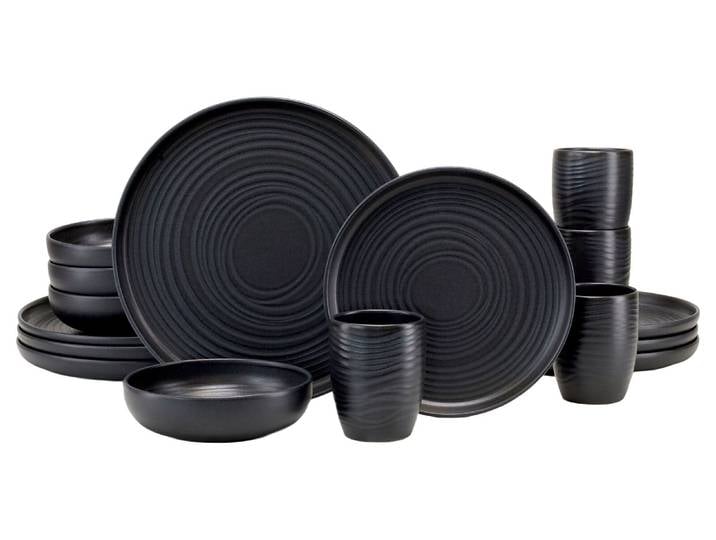 creaTable Kombiservice 16-tlg UNO LAVA STONE, schwarz, Steinzeug