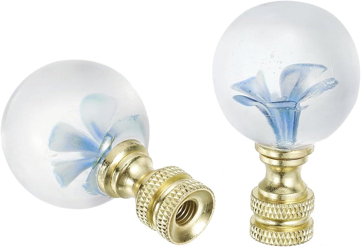 Set van 2 decoratieve lampenkap doppen in blauw goud voor het versieren van je lampenkap