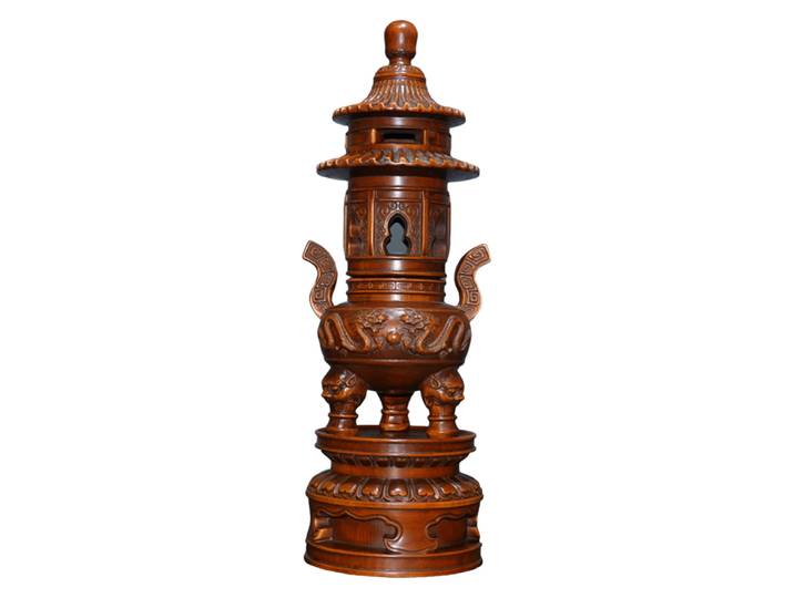 Petite Figurine sculptée en bois, brûleur d'encens Dragon, sculpture sur bois, pagode, encensoir, ornement Oriental, décor de salle, santé
