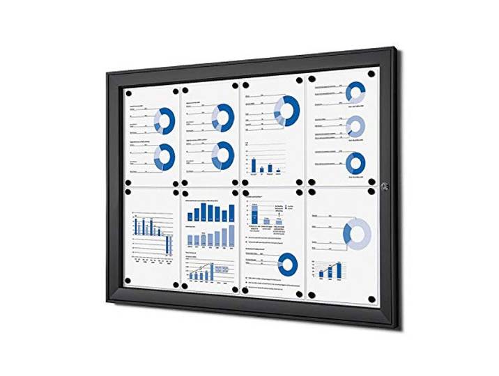 Schaukasten 8x A4 schwarz Alu Infokasten Plakatschaukasten wetterfest aussen 8xA4 Schaukasten schwarz